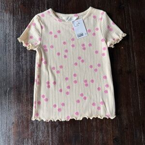 H&M Cream Tee with Pink Flowers